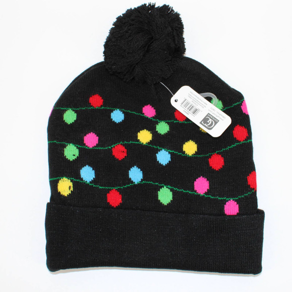 Light Up Holiday Knit Hat Beanie Lets Get Lit One Size NEW - Picture 2 of 3